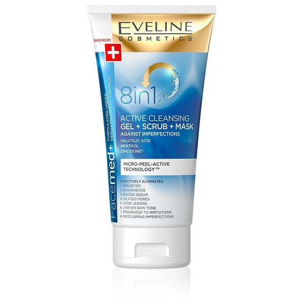 Eveline Vismed Wash + Scrub + Mask with Active Carbon - 150 ml